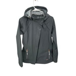 Sweaty Betty Bear Hug Jacket Asymmetric Zip Front Gray Fleece Lining Size Small